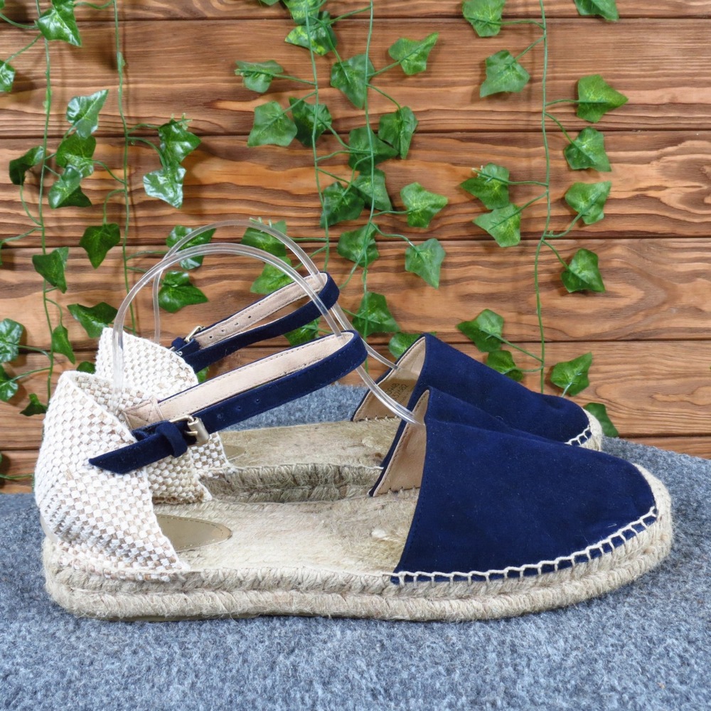 Boden Peggy Womens Espadrille Flat Size 40 Summer Navy Blue Suede Spain - Picture 4 of 9